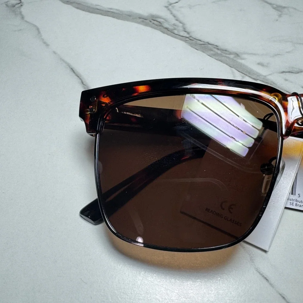 Classic Eyewear Tortoise Shell Square Reading Glasses UV400 WCL119 Tinted Brown